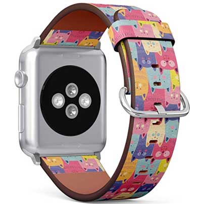 Bracelet en cuir avec visage de chat superposé