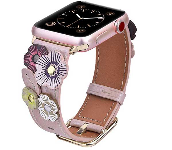 Bracelets en cuir fleur V-Moro pour Apple Watch
