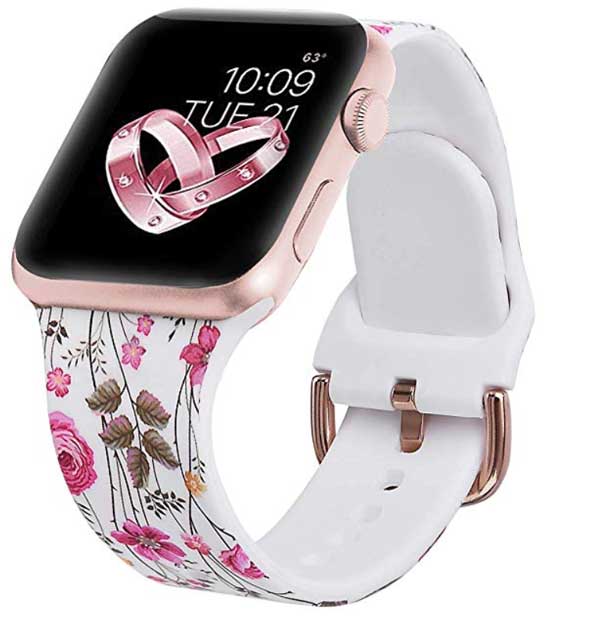 Bracelet de montre en silicone floral papillon rose