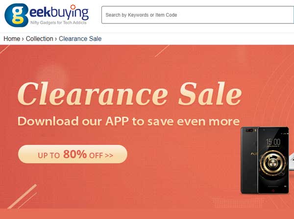 La vente de liquidation sur Geekbuying.com comprend les appareils portables
