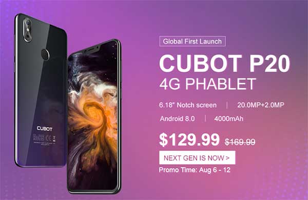 Lancement mondial de la phablette Cubot P20 4G – Gearbest.com