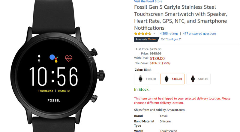 Fossil-Gen-5-Carlyle-HR-Acier-Inoxydable