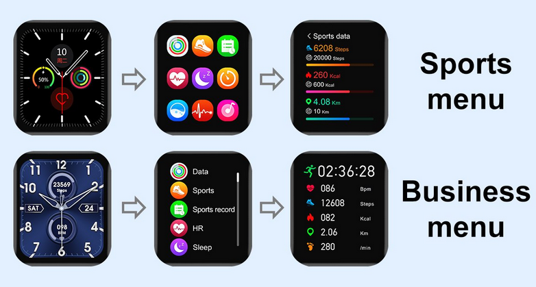 Menus de la montre intelligente n ° 1 DT X