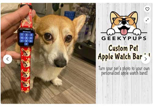 Bracelet de montre Apple Portrait d'art animalier personnalisé