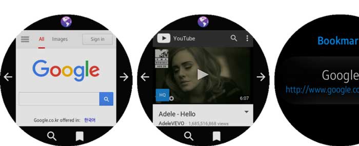Application GearBrowser pour montre Samsung Galaxy active