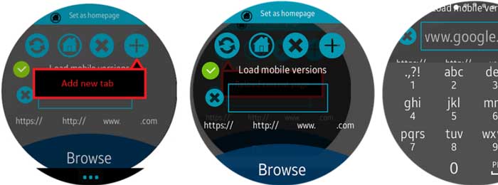 Application WebBrowser pour montres connectées Samsung