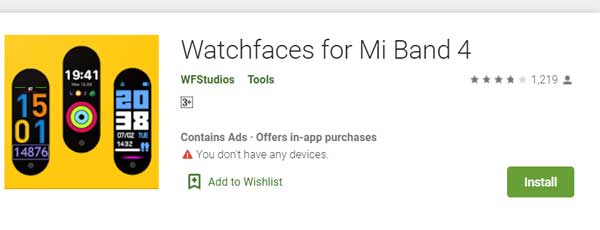 Cadrans de montre pour Mi Band 4 par WFStudios