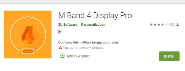 MiBand4 Display Pro par le logiciel 2U