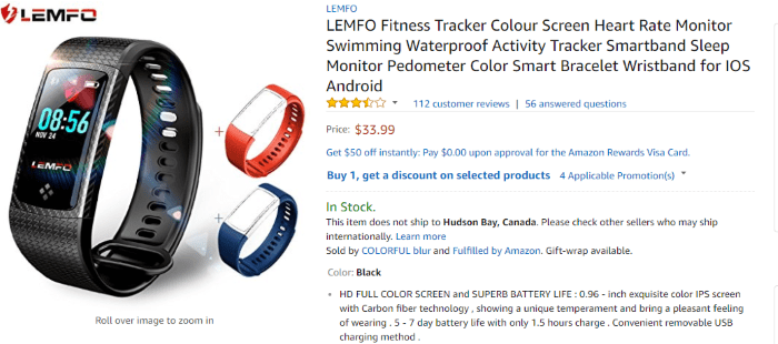 Traqueurs de fitness LEMFO et offre de montres intelligentes sur le code de coupon Amazon à l'intérieur