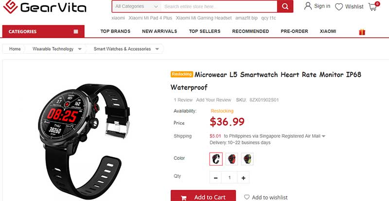Montre connectée Microwear L5 – Code promo
