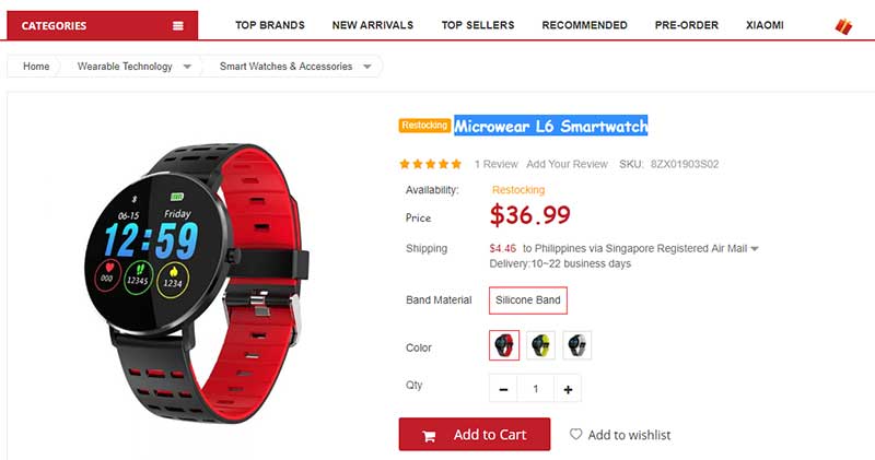 Montre connectée Microwear L6 – Code promo